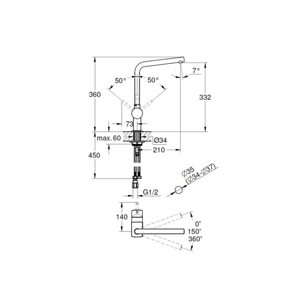 Grohe Minta Смеситель для кухни, хром (31375000) - изображение 5