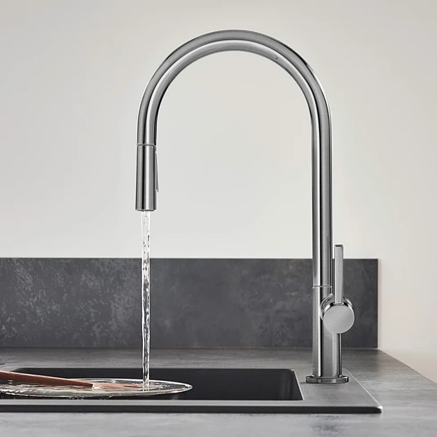 Змішувач для кухні Hansgrohe Talis 210 2jet з витяжним виливом Sbox, Brushed Black Chrome (72801340) - изображение 2