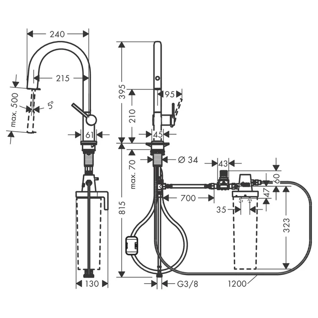 Hansgrohe Aqittura M91 Змішувач для кухні, чорний матовий (76803670) - зображення 5