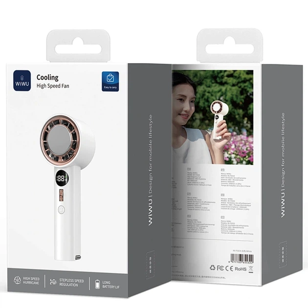 Портативний вентилятор WIWU FS016 Cooling High Speed 3000 mAh White - изображение 2
