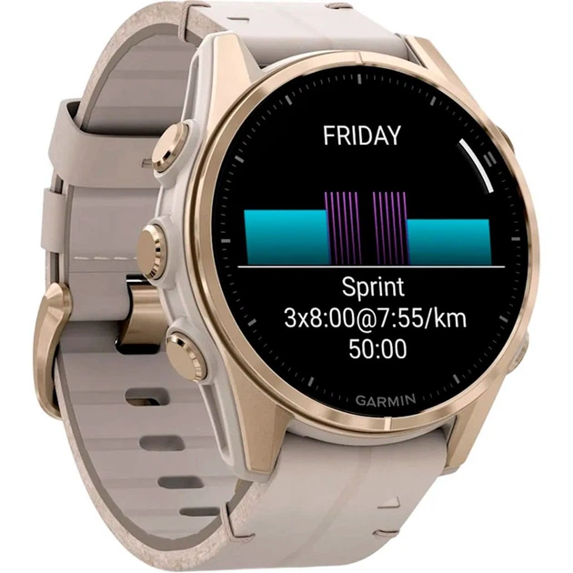 Смарт-годинник Garmin Fenix 8 AMOLED Sapphire 43mm Soft Gold with Limestone Leather Band (010-02903-40) [115170] - зображення 3