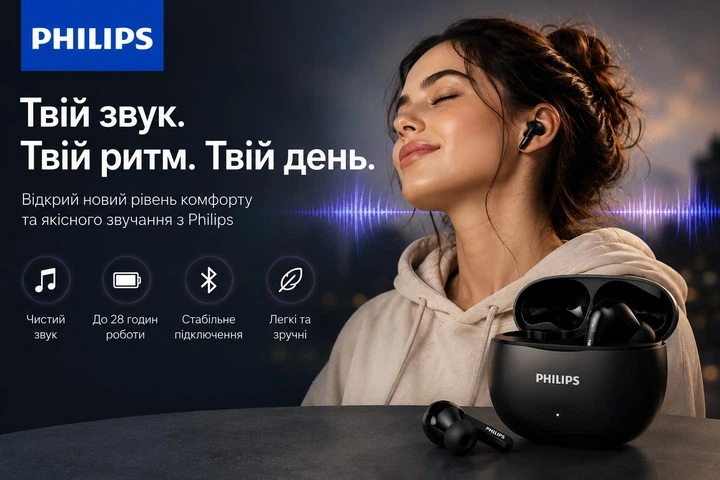 Навушники Philips TAT1320 бездротові, швидке заряджання (Bluetooth 6.0, 28 годин автономності) black - зображення 2