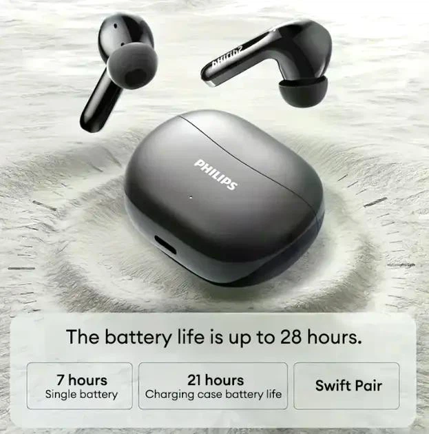 Навушники Philips TAT1320 бездротові, швидке заряджання (Bluetooth 6.0, 28 годин автономності) black - зображення 11
