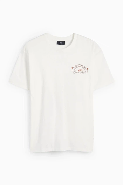 Футболка из хлопка relaxed C&A 2236132c61 XL белая (100013352) - изображение 3
