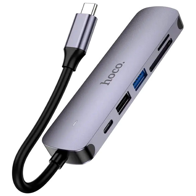 USB-хаб Hoco HB28 Type-C конвертер с HDMI USB3.0 USB2.0 SD TF PD для ноутбуков планшетов и смартфонов - изображение 2
