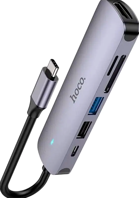 USB-хаб Hoco HB28 Type-C конвертер с HDMI USB3.0 USB2.0 SD TF PD для ноутбуков планшетов и смартфонов - изображение 6