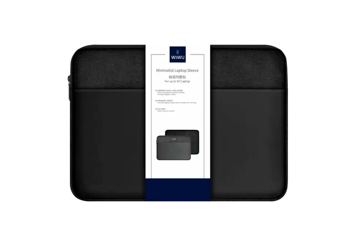 Чехол-папка WIWU Minimalist для ноутбука 14 дюймов черный универсальный защитный аксессуар из полиэстера - Фото 3 Чехол-папка WIWU Minimalist для ноутбука 14 дюймов черный универсальный защитный аксессуар из полиэстера - изображение 3
