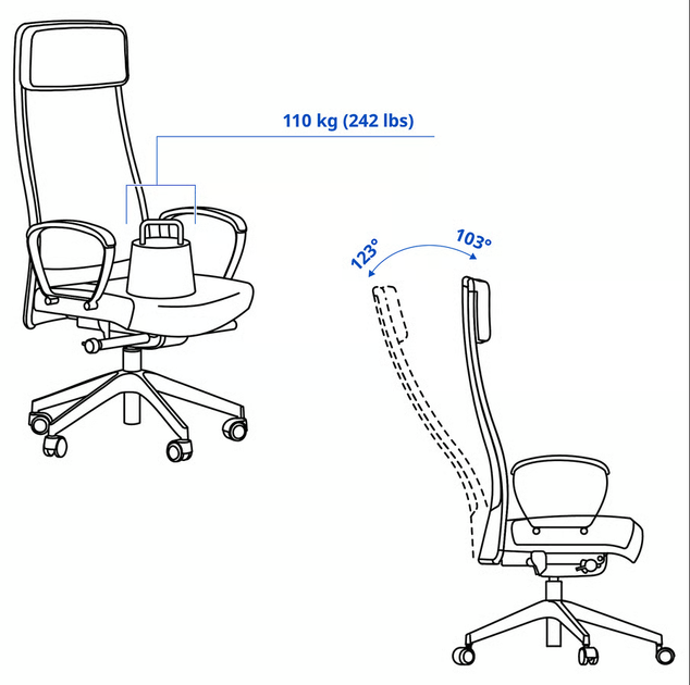 Офисное кресло MARKUS, меньший размер IKEA 305.888.00 - изображение 10