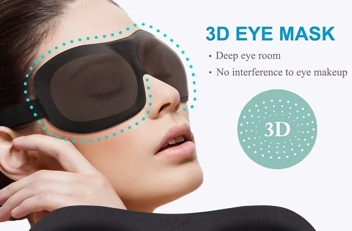 3D Маска для сну з контуром 100% блокування світла, ультрам'який матеріал - Фото 4 3D Маска для сну з контуром 100% блокування світла, ультрам'який матеріал - изображение 4