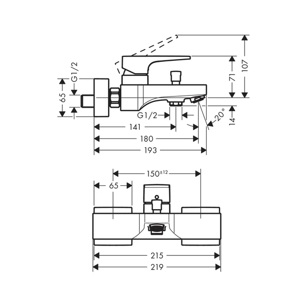 Hansgrohe Metropol Смеситель для ванны, хром (32540000) - изображение 2