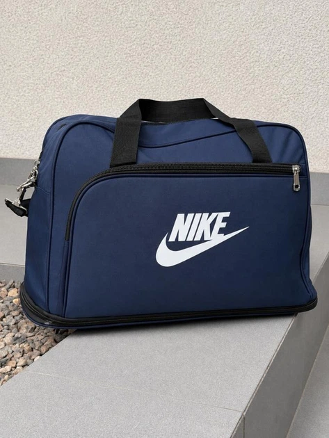 Спортивная сумка трансформер Nike синяя дорожная сумка для тренировок с отделением для обуви - изображение 6