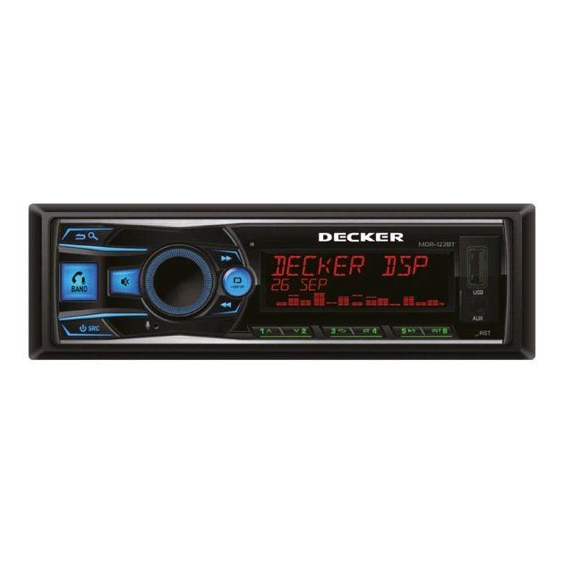 Автомагнитола мультимедийная 1DIN Decker MDR-122 встроенным процессором DSP/DTA Bluetooth Мультиподсветка 2USB - изображение 2