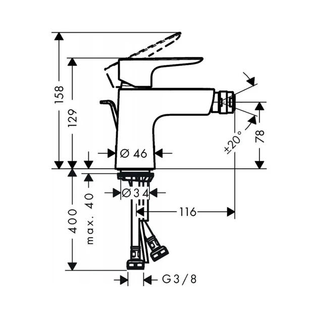 Hansgrohe Talis E Змішувач для біде, хром (71720000) - зображення 3