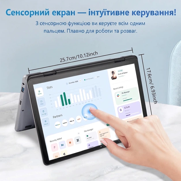 Сенсорный ноутбук 10.95" IUGNG Yoga 360 Intel N150 RAM 16GB SSD 512GB 10ч батарея Windows 11 (UKR) (102260134) b1 - Уценка - изображение 3