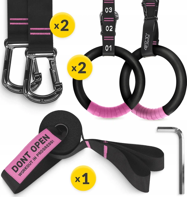 Гимнастические кольца 4FIZJO регулируемые из ABS пластика Ø23 см 2 шт Black/Pink (P-5905973406116) - изображение 2