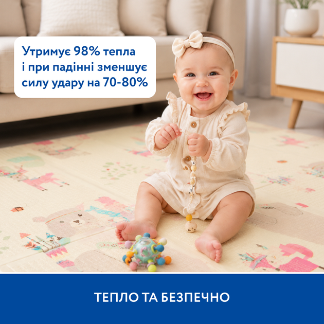 Великий двосторонній ігровий термокилимок Piccolino "Ведмежа і друзі", 180х200х1,5 см - Фото 6 Великий двосторонній ігровий термокилимок Piccolino "Ведмежа і друзі", 180х200х1,5 см - зображення 6