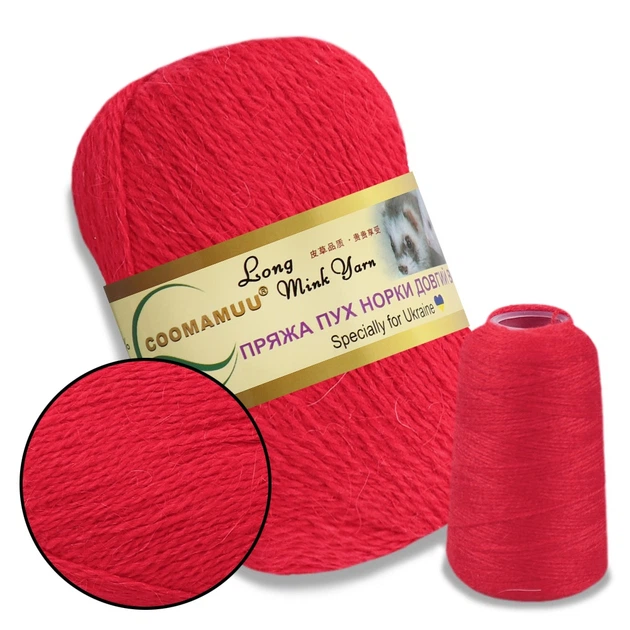 Пряжа из Норки, Красный №810, 50 г/350 м, с дополнительной нитью для вязания - Фото 1 Пряжа из Норки, Красный №810, 50 г/350 м, с дополнительной нитью для вязания - изображение 1