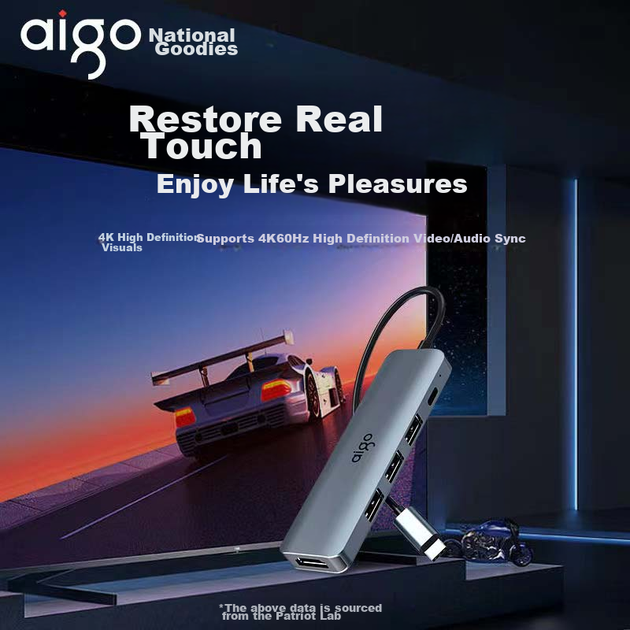 Док-станція розширення Aigo Type-C, концентратор USB 3.0, адаптер HDMI, конвертер для док-станції для ноутбука 4K60Hz Ultra HD, швидка зарядка PD100W, T05-H3 (метал) - Фото 5 Док-станція розширення Aigo Type-C, концентратор USB 3.0, адаптер HDMI, конвертер для док-станції для ноутбука 4K60Hz Ultra HD, швидка зарядка PD100W, T05-H3 (метал) - зображення 5