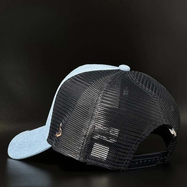 Джинсовая кепка с сеткой New Era Leather Patch Denim 9FORTY Trucker 60856334 - изображение 6
