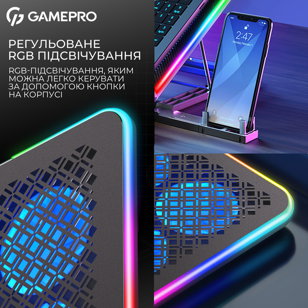 Охолоджувальна підставка для ноутбука Gamepro CP590 Black - зображення 13