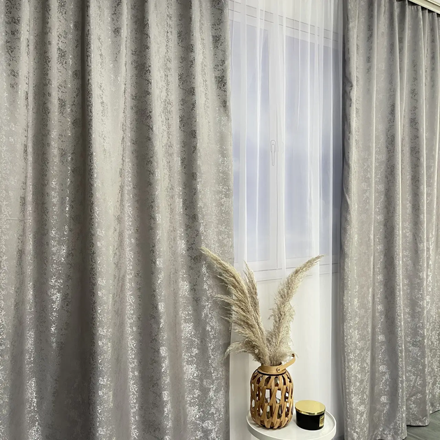 Жаккардовые шторы "песок" серого цвета на тасьме 2шт. 150х270 ALBO 000353689 - изображение 8
