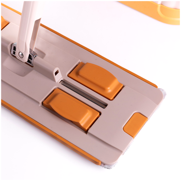 Швабра с ведром 16 л с отжимом плоская насадка для уборки дома оранжевая HM-3465 - изображение 3