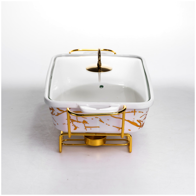 Мармитница фарфоровая прямоугольная 35.5х19х15.5 см для подачи горячих блюд HM-3661 - изображение 4