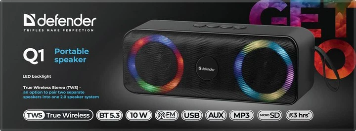 Акустична система 1.0 Defender Q1 10W Light/BT/FM/USB/TF/AUX (65301) - изображение 6
