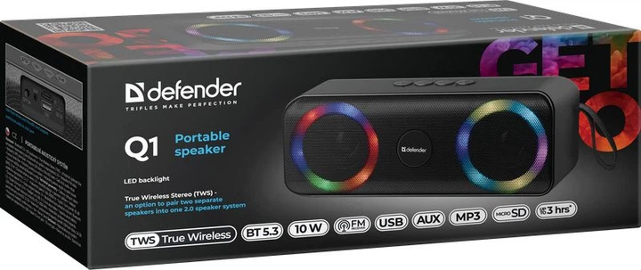 Акустична система 1.0 Defender Q1 10W Light/BT/FM/USB/TF/AUX (65301) - изображение 5
