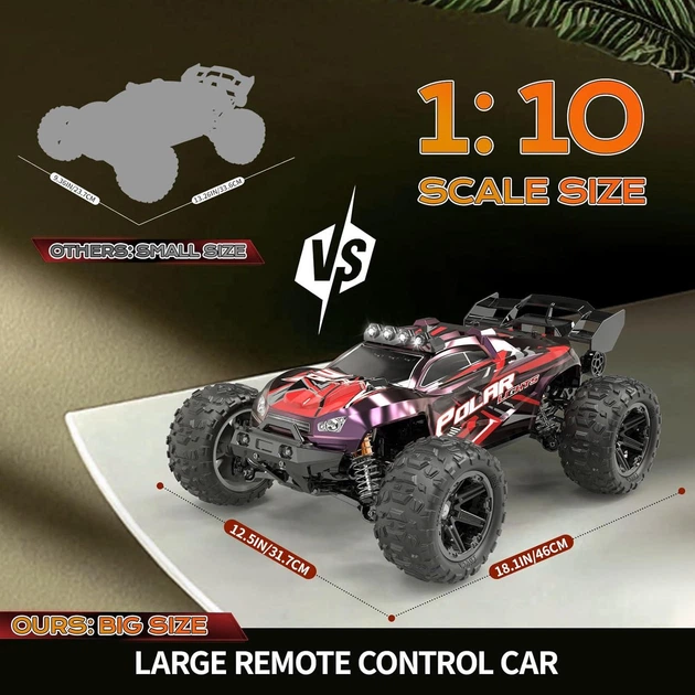 Радиоуправляемая машинка HS10421 1:10 4WD до 45 км/ч, RC внедорожник на пульте управления, большие колеса, масляные амортизаторы, аккумулятор, RTR - изображение 4