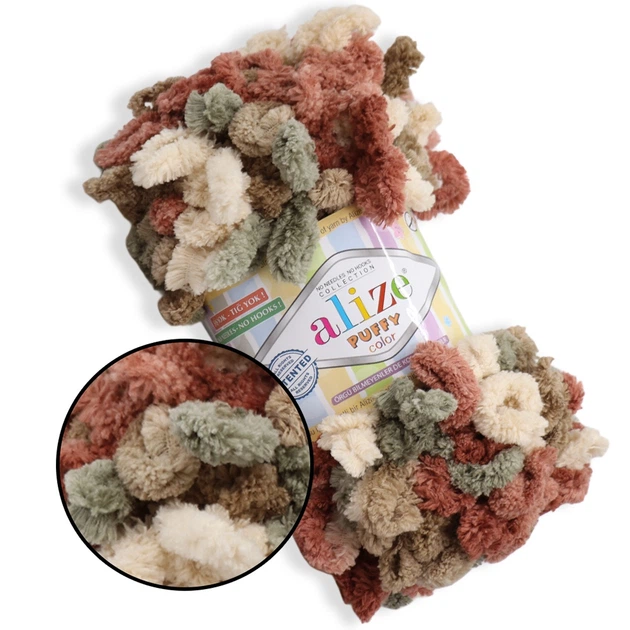 Alize Puffy Color, №6039 (100г/ 9м) плюшева фантазійна пряжа з готовими петлями для в'язання руками пледа іграшок і балаклави, Алізе Пуффі Колор - Фото 1 Alize Puffy Color, №6039 (100г/ 9м) плюшева фантазійна пряжа з готовими петлями для в'язання руками пледа іграшок і балаклави, Алізе Пуффі Колор - зображення 1