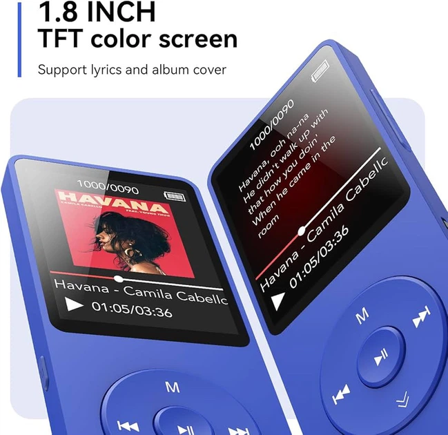 MP3-плеер AGPTEK A02PLT 64 ГБ с Bluetooth 5.3, FM-радио, диктофоном, динамиком, синий - изображение 7