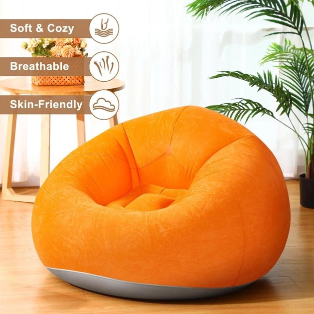 Надувное кресло-пуф Inflatable Sofa / Надувное кресло-мешок 110×110×85 см Оранжевый (6598-14001) - Фото 4 Надувное кресло-пуф Inflatable Sofa / Надувное кресло-мешок 110×110×85 см Оранжевый (6598-14001) - изображение 4