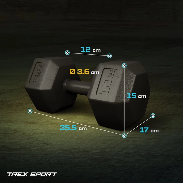Гантелі для фітнесу композитні TREX Sport TX-008CD 2x10кг - зображення 5