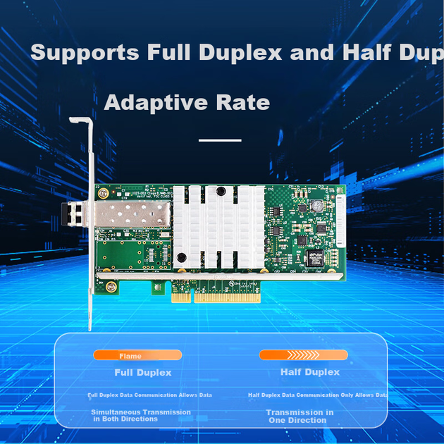 Мережева карта Kunyu KY-82599-SR1, PCIe X8, 10 Гбіт/с, один оптичний порт, чіп Intel 82599, X520-SR1, з багатомодовим модулем - зображення 4