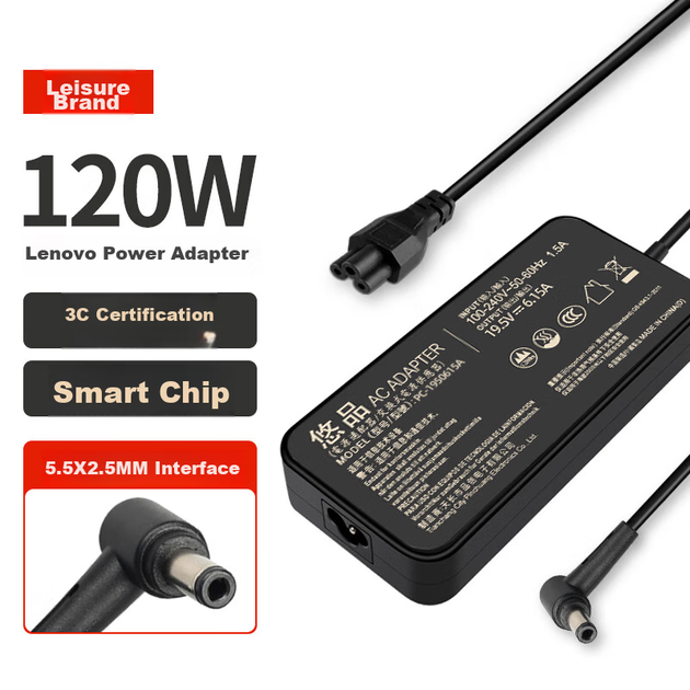 Зарядний пристрій Youpin 19.5 В 6.15 А 120 Вт для ноутбуків Lenovo Y430P, Y510P, Y580 та Hasee TR G150S - зображення 4
