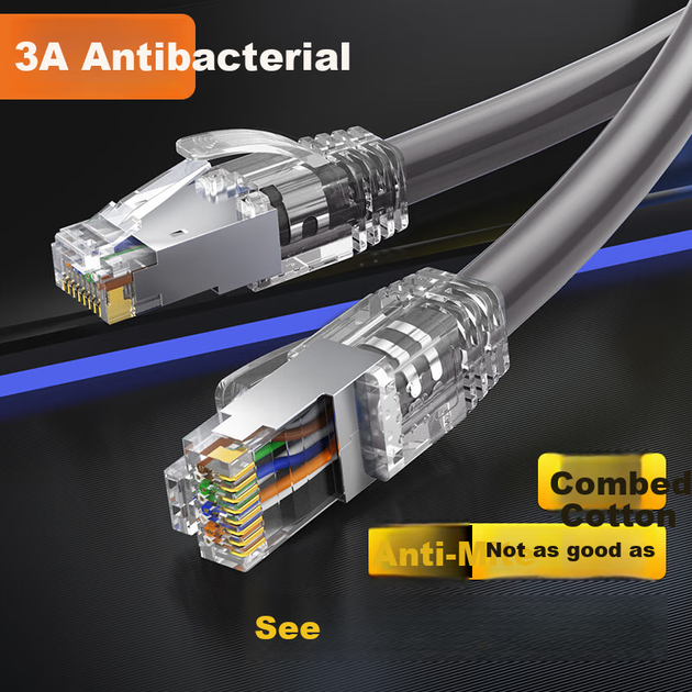 Патч-корд Choseal QS2669 Cat 6a подвійно екранований 10 Гбіт/с 20 м Сірий (QS2669AT20J) - зображення 4