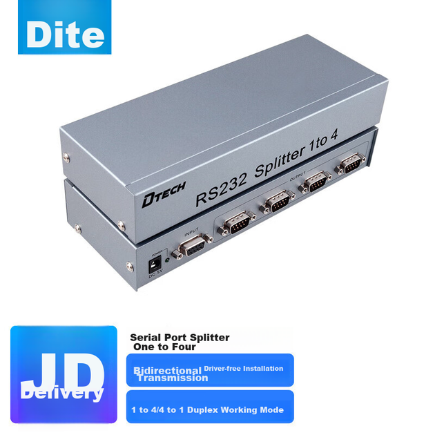 Разветвитель DTECH DT-5044 последовательного порта RS232, 1 вход — 4 выхода, разъемы DB9, двунаправленный с каскадным подключением - изображение 4