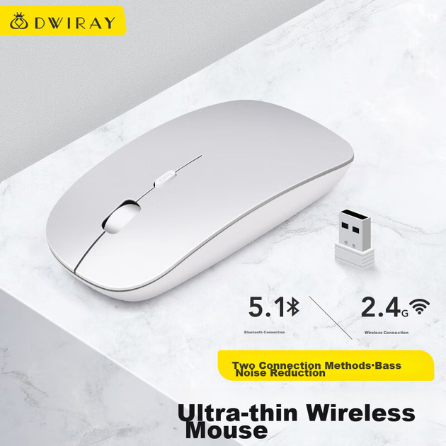 Беспроводная Bluetooth-мышь DiyiGongfang Ultra-Thin Dual-Mode, совместимая с Apple, для MacBook Pro/Air/13/14/m1/m2/iPad, планшетов и ноутбуков, перезаряжаемая. - изображение 5