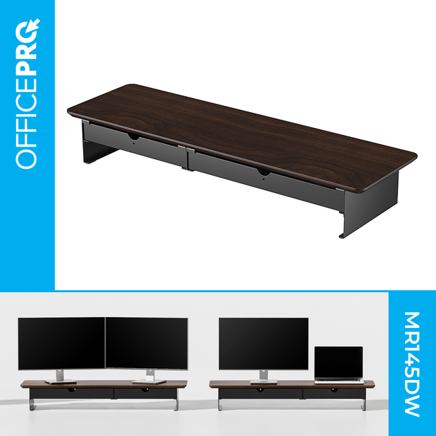 Столик для ноутбука/монитора Officepro MR145DW Dark Wood/Black - Фото 5 Столик для ноутбука/монитора Officepro MR145DW Dark Wood/Black - изображение 5