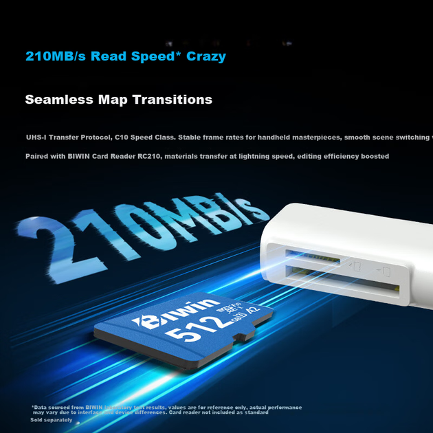 Карта пам'яті BIWIN MS210 microSD 512 ГБ, до 210 МБ/с, для DJI Pocket 3 та Action 5 - зображення 7