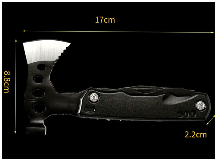 Мультитул Ruiguan Axe 16 в 1 черный для походов и рыбалки с мини-топором и плоскогубцами - Фото 5 Мультитул Ruiguan Axe 16 в 1 черный для походов и рыбалки с мини-топором и плоскогубцами - изображение 5