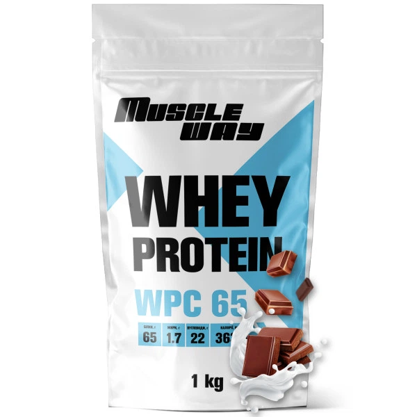 Протеин сывороточный MuscleWay WPC 65 концентрат белка порошок 1 кг Молочный шоколад (21-137-WPro-65-1kg.9) - Фото 1 Протеин сывороточный MuscleWay WPC 65 концентрат белка порошок 1 кг Молочный шоколад (21-137-WPro-65-1kg.9) - изображение 1