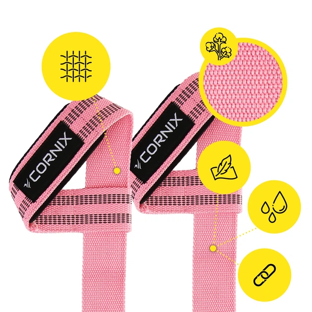 Лямки атлетические для тяги Cornix Lifting Straps XR-0504 Pink - изображение 5