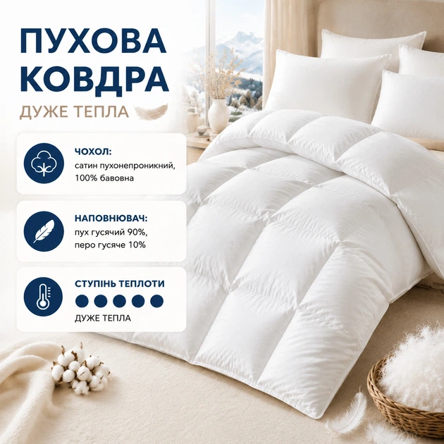 Пухова ковдра Billerbeck Аделія К2 зимова 140x205 см білий 0590-22/01 - Фото 8 Пухова ковдра Billerbeck Аделія К2 зимова 140x205 см білий 0590-22/01 - зображення 8