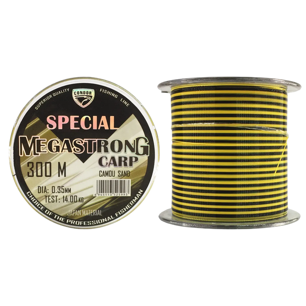 Волосінь Condor Fishing Megastrong Carp Camou Sand 300м 0.35мм 14.0кг, MCCS_300_35 - Фото 1 Волосінь Condor Fishing Megastrong Carp Camou Sand 300м 0.35мм 14.0кг, MCCS_300_35 - зображення 1