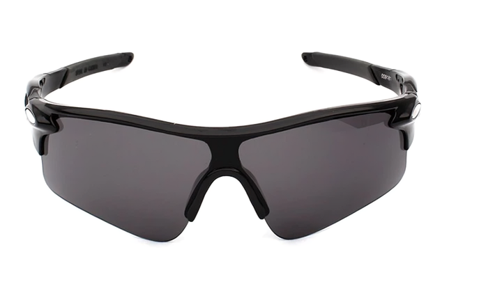 Очки спортивные велосипедные защитные ударопрочные с резиновыми вставками на дужках (484150-Prob) Черная оправа черные линзы - изображение 2