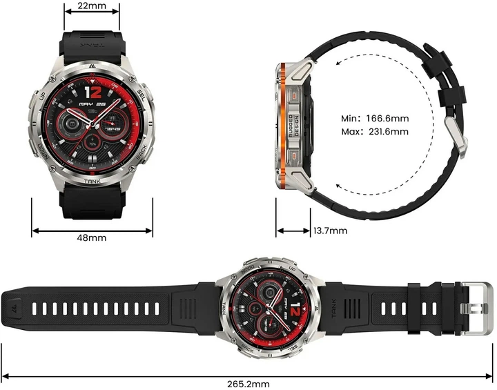 Смарт-часы Smart watch Kospet TANK T3 Ultra 2 Silver - Фото 5 Смарт-часы Smart watch Kospet TANK T3 Ultra 2 Silver - изображение 5