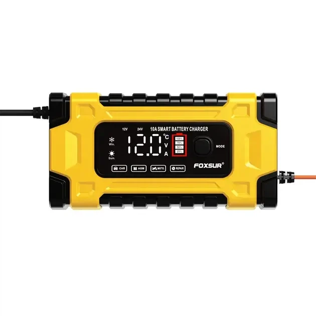 Foxsur зарядное устройство для аккумулятора авто, 5-10А / 24-12V модель FBC122410D - изображение 2