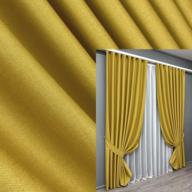 Комплект штор VR-Textil шенилл 2 шт 150x270 см горчичный (1897ш) - Фото 1 Комплект штор VR-Textil шенилл 2 шт 150x270 см горчичный (1897ш) - изображение 1